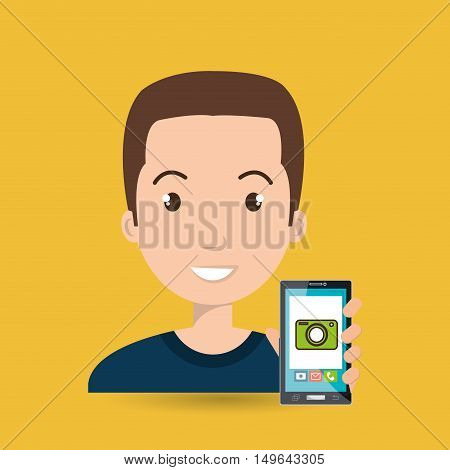 man cellphone camera images vector illustration eps 10
