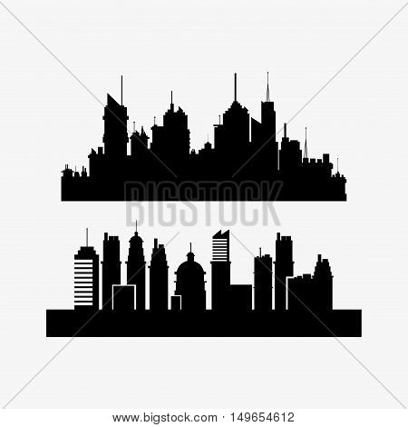 blak silhouette city skyline image vector illustration design