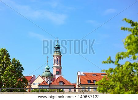 Warsaw city, Poland - view at old town from Visla river