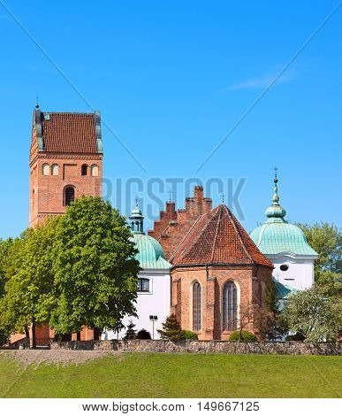 Church of Visitation the Virgin Mary in Warsaw city, Poland - view at old town from Visla river