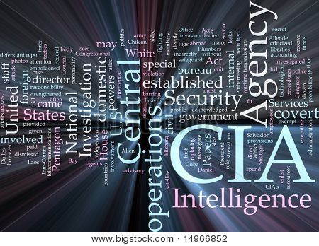 Słowo chmura ilustracja koncepcja Centralna Agencja Wywiadowcza CIA efektu światła świecące