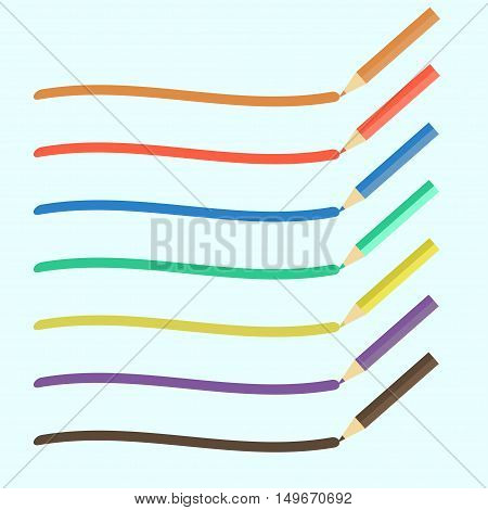 Colored pencils bright colorful set. Vector illustration