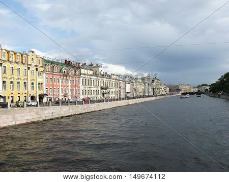 Saint Petersburg, Russia - August 09, 2010: The Fontanka river in Saint Petersburg. Russia.