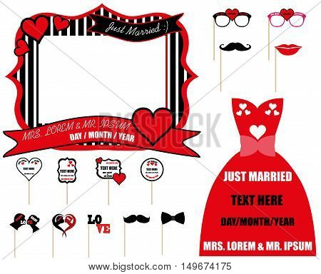 Wedding concept of prepared for marriage. Works are to foil printable on Foam Plate/Photoblocker Plate/Forex Plate. Vector Set