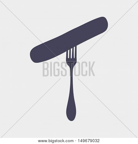 Sausage Fest icon. Fork and Sausage Silhouette isolated on a light background.