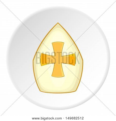 Combat shield icon in cartoon style on white circle background. War symbol vector illustration