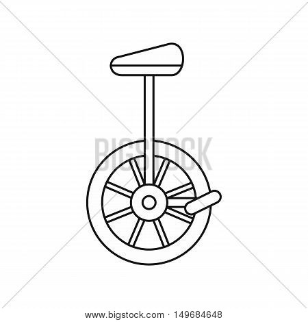Unicycle, one wheel bicycle icon in outline style isolated on white background vector illustration