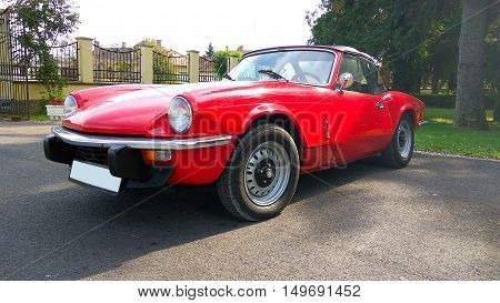 BALATON HUNGARY - AUG 12 2016: Retro British sports car Triumph TR6 at 2016 Retro Auto Parade