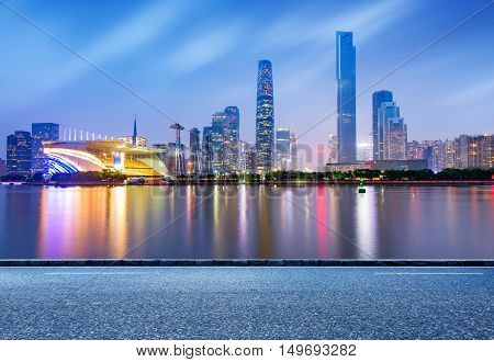China's Financial District Guangzhou Pearl River Night