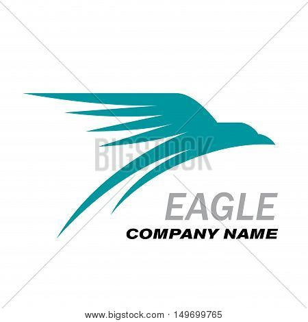 Vector sign blue eagle in flight concept