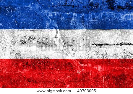 Flag Of Valledupar, Colombia, Painted On Dirty Wall