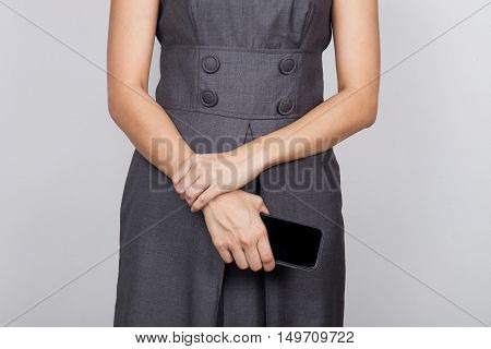 A business woman with a wrist pain