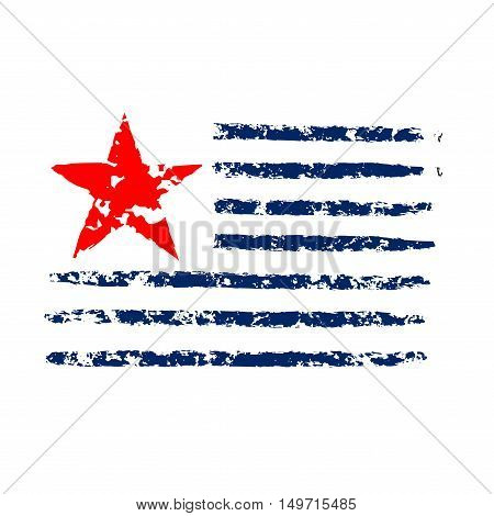 American flag grunge symbol for 4th July Independence Day celebration. Patriotic Typography Graphics. National design. Fashion Print for sportswear apparel t shirt card banner Vector illustration
