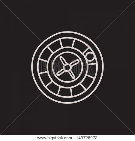 Roulette wheel vector sketch icon isolated on background. Hand drawn Roulette wheel icon. Roulette wheel sketch icon for infographic, website or app.