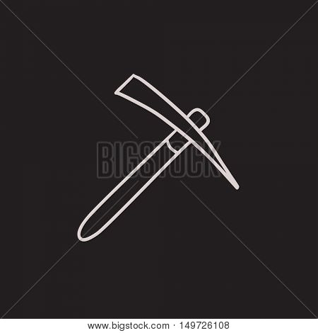 Pickax vector sketch icon isolated on background. Hand drawn Pickax icon. Pickax sketch icon for infographic, website or app.
