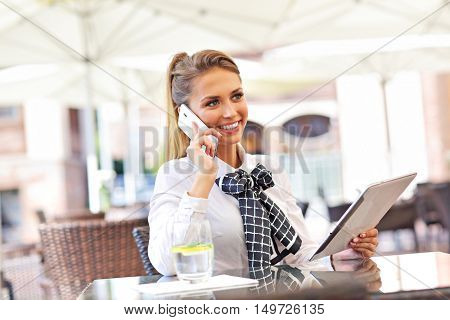 Picture of young manager working cafe