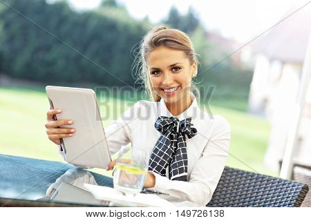 Picture of young manager working cafe