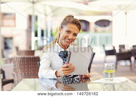 Picture of young manager working cafe