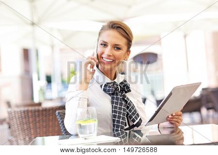 Picture of young manager working cafe