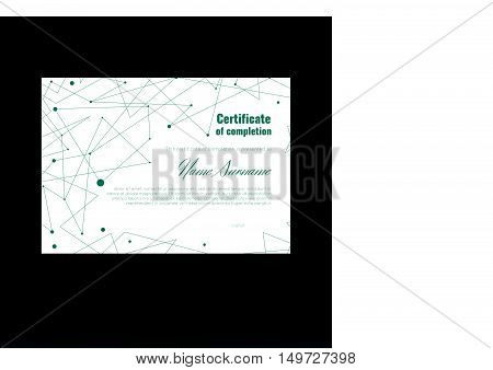 Certificate of appreciation (completion, achievement, graduation, diploma or award) with connection abstract background. Stock vector.