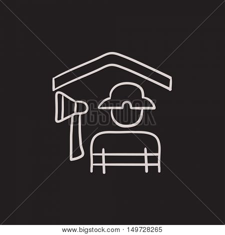 Fireman vector sketch icon isolated on background. Hand drawn Fireman icon. Fireman sketch icon for infographic, website or app.