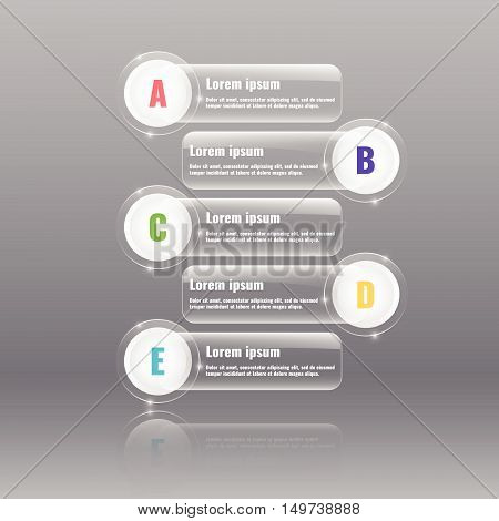 Glass banners for options, steps or parts. Infographics elements. Stock vector.