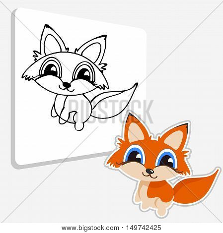 Coloring pages. Baby Fox coloring page. Restore the picture inside the contour. Simple educational game for kids.