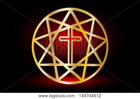 Nine pointed star ,stars in a circle , Star and Cross