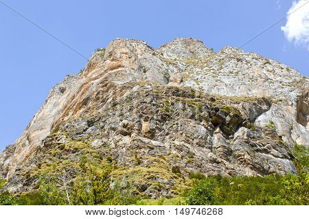 High Peak With Its Stratum In The Mountains