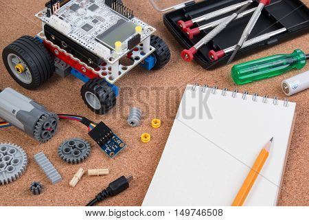 Start Learning Robotic, Building A Simple Car Robot With Microcontroller And Notebook.