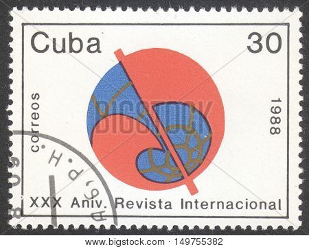 MOSCOW RUSSIA - CIRCA SEPTEMBER 2016: a stamp printed in CUBA dedicated to the 30th Anniversary of 