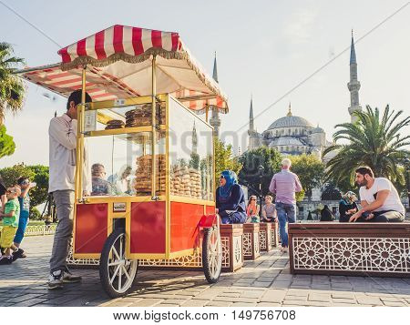 ISTANBUL TURKEY- SEPTEMBER 10-13 2016: Street and city life of Istanbul.