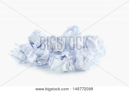 Crumpled paper balls isolated on a white