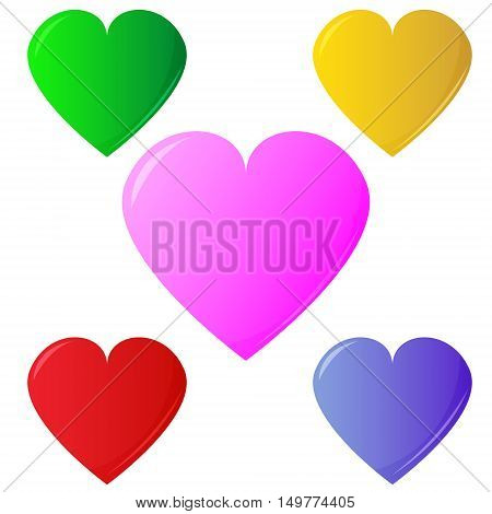 Heart Icon Vector with five Color Variations