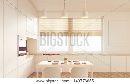 Close Up Of Sunlit Kitchen Table