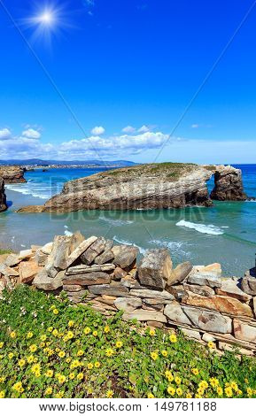 Cantabric Coast Summer Sunshine Landscape.