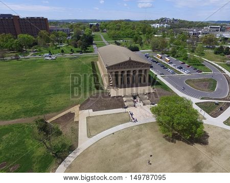 Aerial view of Parthenon museum in Nashville Tennessee