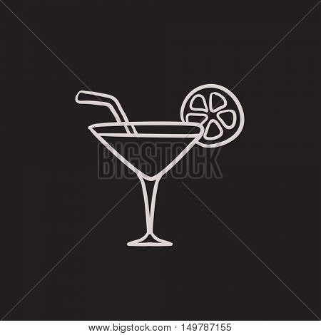 Cocktail glass vector sketch icon isolated on background. Hand drawn Cocktail glass icon. Cocktail glass sketch icon for infographic, website or app.