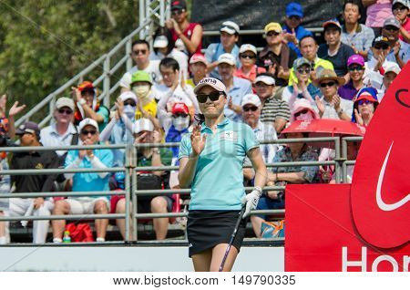 CHONBURI - FEBRUARY 27: So Yeon Ryu of South Korea in Honda LPGA Thailand 2016 at Siam Country Club Pattaya Old Course on February 27 2016 in Chonburi Thailand.
