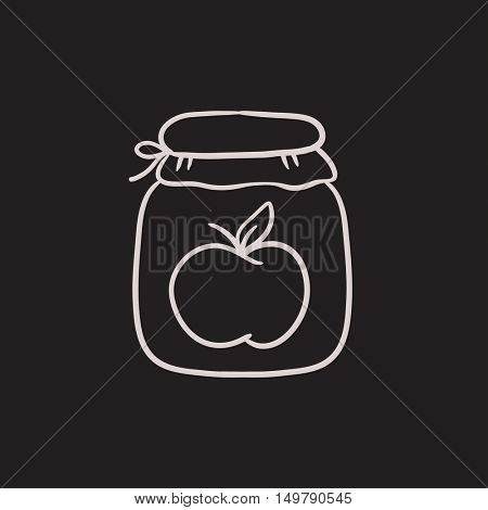 Apple jam jar vector sketch icon isolated on background. Hand drawn Apple jam jar icon. Apple jam jar sketch icon for infographic, website or app.