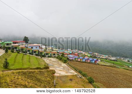 Colorful accommodation hillside at Phu Tubberk mountains in Thailand