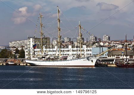 Varna, Bulgaria - October 01: International Regatta SCF BLACK SEA TALL SHIPS REGATA 2016. In Varna profit sailboats to celebrate the end of the regatta