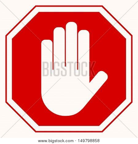Red octagonal stop sign arm. White arm on red background. You can simply change size and color