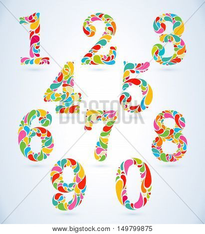 Colorful numbers set vector illustration on white background.