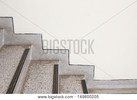 Close up Stairs terrazzomarble floor in sideways of a wall