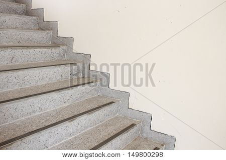 Close up Stairs terrazzomarble floor in sideways of a wall