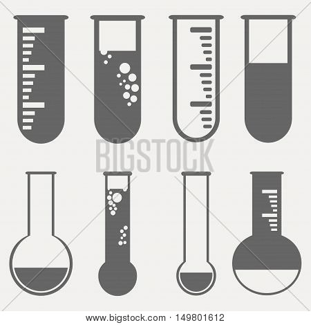Chemical test tube pictogram icons set. Vector illustration