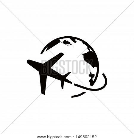 Plane Globe Icon stock vector illustration flat design