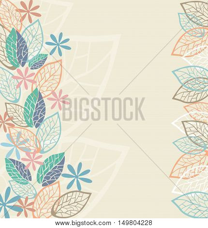 Background of stylized flowers and leaves for greeting cards. Stock vector illustration