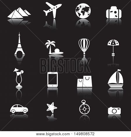 Travel icons set on white backgrounf, vector illustration